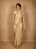Soft Antique Ivory Beige Floral Zari Woven Design Pure Banarasi Saree with Floral Border
