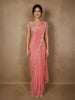 Soft Blush Peach Pink Heavy Sequins and Beads Embroidered Design Satin Saree with Matching Blouse
