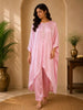 Soft Blush Pink Solid Design Soft Satin Indo Western Kaftan Set
