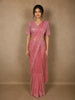 Soft Dusty Rose Pink Heavy Sequins and Beads Embroidered Design Net Designer Saree with Blouse