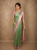 Soft Emerald Green Floral Zari Woven Design Pure Kanchipuram Silk Saree with Contrast Zari Border
