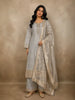Soft Grey Floral Zari Woven Design Organza Straight Cut Salwar Suit with Dupatta