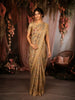 Soft Honey Beige Animal and Birds Motif Design Tussar Saree with Floral Border