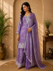 Soft Lavender Lilac Floral Beads Embroidered Design Organza Palazzo Suit with Dupatta