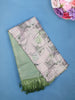 Soft Mint Green Abstract Leaf Geometric Print Soft Silk Saree - Diadem