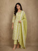 Soft Pistachio Green Ikat Printed Design Cotton Salwar Suit with Dupatta