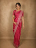 Soft Raspberry Rose Pink Floral Butta Zari Woven Design Semi Banarasi Saree with Zari Border
