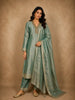 Soft Sage Green Floral Zari Embroidered Design Tissue Salwar Suit with Dupatta