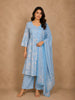 Soft Sky Blue Floral Printed Design Cotton Salwar Suit with Dupatta