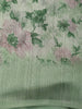 Soft sage Green Floral Printed Design Mixed Cotton Saree