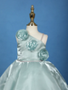 Spearmint One-Shoulder Organza Kids Party Frock With 3D Floral Appliqué