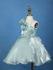 Spearmint One-Shoulder Organza Kids Party Frock With 3D Floral Appliqué
