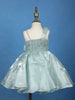 Spearmint One-Shoulder Organza Kids Party Frock With 3D Floral Appliqué