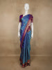 Steel Blue Peacock Butta Woven Design Kanchipuram Silk Saree with Contrast Zari Border