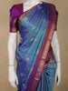 Steel Blue Peacock Butta Woven Design Kanchipuram Silk Saree with Contrast Zari Border