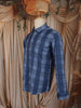 Steel Blue Checked Woven Design Cotton Formal Wear Full Sleeve Men Shirt