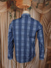 Steel Blue Checked Woven Design Cotton Formal Wear Full Sleeve Men Shirt