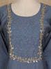 Steel Blue Floral Embroidered Design Semi Silk Salwar Suit