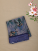 Steel Blue Floral Printed Design Chiffon Saree