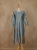 Steel Blue Floral Printed Rayon Kurti - Diadem