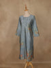 Steel Blue Floral Printed Rayon Kurti - Diadem