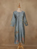 Steel Blue Floral Printed Rayon Kurti - Diadem