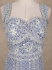 Steel Blue Geometric Embroidered Design Net Gown