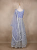 Steel Blue Geometric Embroidered Design Net Gown