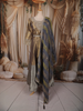 Steel Blue Grey Floral Sequins and Kartana Embroidered Design Tissue Silk Anarkali Gown with Hip Belt