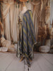 Steel Blue Grey Floral Sequins and Kartana Embroidered Design Tissue Silk Anarkali Gown with Hip Belt