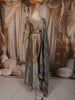 Steel Blue Grey Floral Sequins and Kartana Embroidered Design Tissue Silk Anarkali Gown with Hip Belt