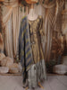 Steel Blue Grey Floral Sequins and Kartana Embroidered Design Tissue Silk Anarkali Gown with Hip Belt