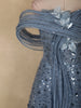 Steel Blue Heavy Sequins Embroidered Design Off-Shoulder Net Party Wear Gown