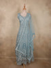 Steel Blue Heavy Sequins and Beads Embroidered Design Net Gown with Dupatta