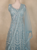 Steel Blue Heavy Sequins and Beads Embroidered Design Net Gown with Dupatta