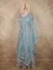 Steel Blue Heavy Sequins and Beads Embroidered Design Net Gown with Dupatta