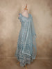 Steel Blue Heavy Sequins and Beads Embroidered Design Net Gown with Dupatta