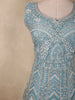 Steel Blue Heavy Sequins and Beads Embroidered Design Net Gown with Dupatta