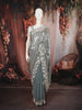 Steel Blue Heavy Sequins and Beads Embroidered Design Pure Organza Party Wear Saree with Designer Border