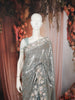 Steel Blue Heavy Sequins and Beads Embroidered Design Pure Organza Party Wear Saree with Designer Border