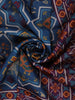 Steel Blue Ikat Printed Design Pure Tussar Fancy Saree with Contrast Border