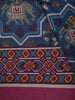 Steel Blue Ikat Printed Design Pure Tussar Fancy Saree with Contrast Border