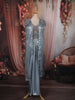 Steel Blue Sequins and Beads Embroidered Design Tissue Organza Lehenga with Long Jacket