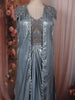 Steel Blue Sequins and Beads Embroidered Design Tissue Organza Lehenga with Long Jacket