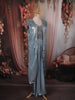 Steel Blue Sequins and Beads Embroidered Design Tissue Organza Lehenga with Long Jacket