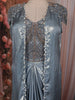 Steel Blue Sequins and Beads Embroidered Design Tissue Organza Lehenga with Long Jacket