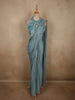 Steel Blue Solid Design Georgette Ready To Wear Saree with Designer Blouse
