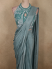 Steel Blue Solid Design Georgette Ready To Wear Saree with Designer Blouse