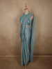 Steel Blue Solid Design Georgette Ready To Wear Saree with Designer Blouse