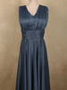 Steel Blue Solid Design Shimmer Pleated Party Wear Gown